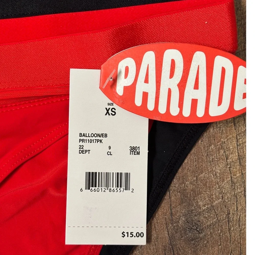 Parade S/XS Bra and Panty Set Women Black Red 3 pc set